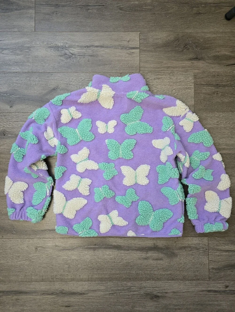 Lucky Brand Fleece Zip Up Jacket 3D Butterfly Pattern Girls Large 14/16